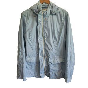 Anatomie Women's Windbreaker Rain Jacket Large Hooded Blue Zip Front